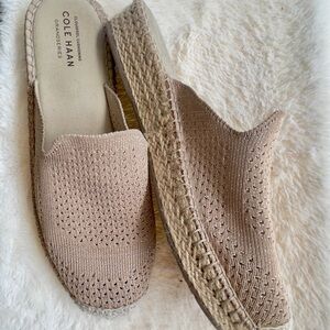 Cole Haan Women Neutral Cloud Feel Cushion Shimmering Espadrille Slip On Shoe